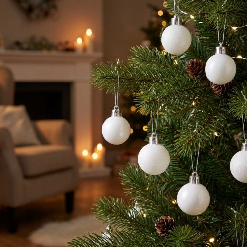 Christbaumschmuck Kugeln Kunststoff Ø3cm Weiss 14 Stück | Floristik24.ch