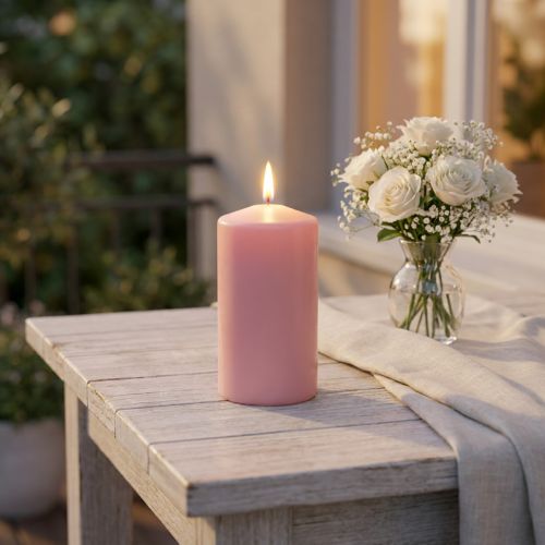 Rosa Stumpenkerze 130x70 mm aus Rapswachs und Stearin für Innenbereich | Floristik24.ch