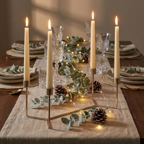 Kerzenständer aus Metall Champagner für Kerzentablett 37×17×18cm | Floristik24.ch