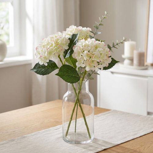 Hortensie Kunstblume Weiss-Grün 44cm aus Seidenstoff | Floristik24.ch