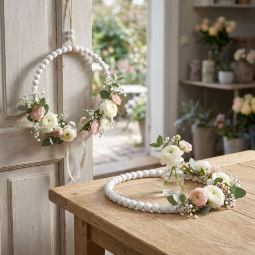 Deko-Holzring Shabby Chic Weiss 19 cm Vierer-Set für Saison- und Feierdekoration | Floristik24.ch