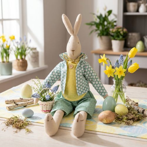 Stoffhase mit Kleidung 46cm Osterdekoration Innen