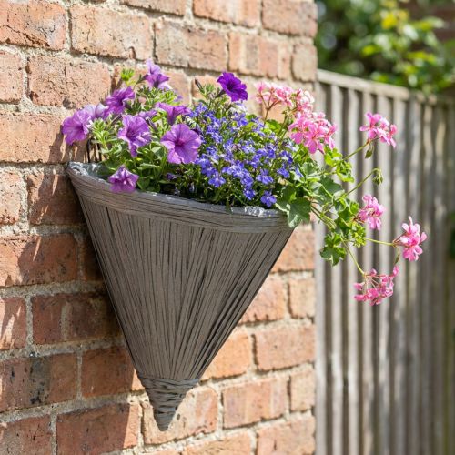 Wandampel Grau aus Metall und Kunststoff 30×17cm für Garten und Balkon | Floristik24.ch