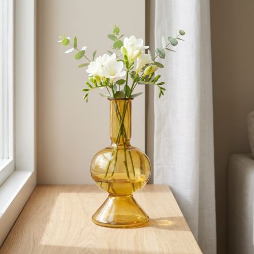 Gelbe Glasvase Mini H16,5cm Ø8cm Dekoration