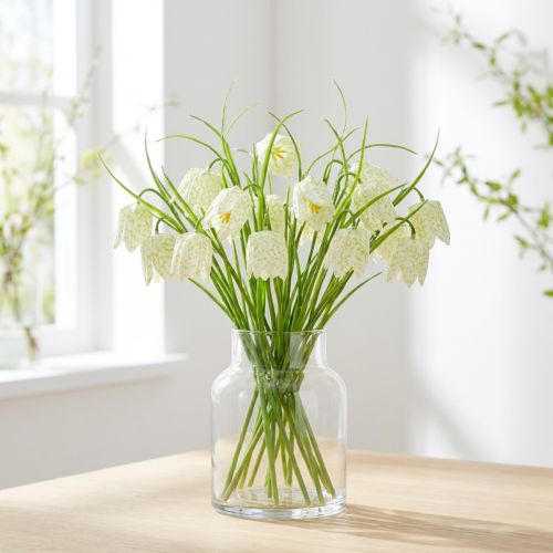 Schachbrettblume Fritillaria künstlich Weiss-Grün 40cm 12er Bund | Floristik24.ch