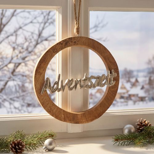 Weihnachtsdeko Holzring Adventszeit 20,5 cm Naturfarben | Floristik24.ch