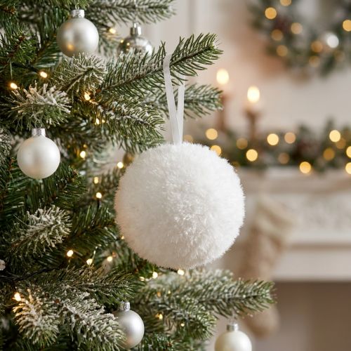 Schneeball Dekohänger 7,5 cm Weiss aus Kunststoff | Floristik24.ch
