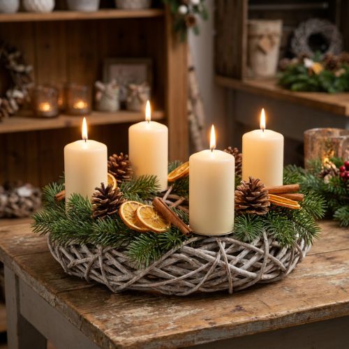 Holzkranz Dekokranz Natur Weiss Ø30cm H9,5cm | Floristik24.ch