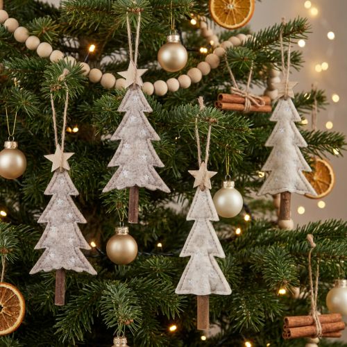 Filz Tannenbäume Weihnachtsdeko Beige Creme 17cm 6er Set | Floristik24.ch