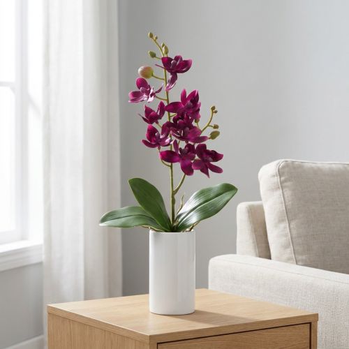 Künstliche Orchidee Phalaenopsis 30 cm Dunkellila aus Seidenstoff | Floristik24.ch