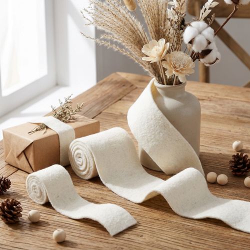 Filzband Wollband Set Weiss, 7cm/15cm Breite und 100cm Länge, 2-teilig – Für Dekorations- und Bastelprojekte | Floristik24.ch
