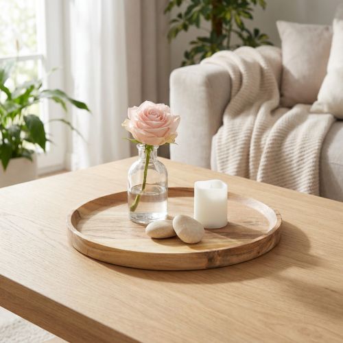 Artikel Dekoteller aus Akazienholz Rund Ø 20 cm Naturfarbe
