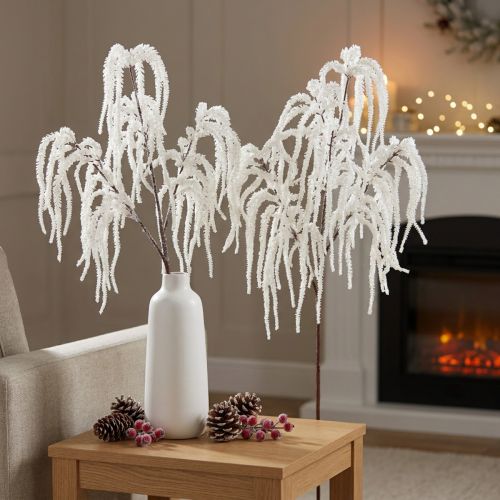 Dekozweig künstliche Trauerweide Weiss Glitter 82 cm 2 Stück | Floristik24.ch