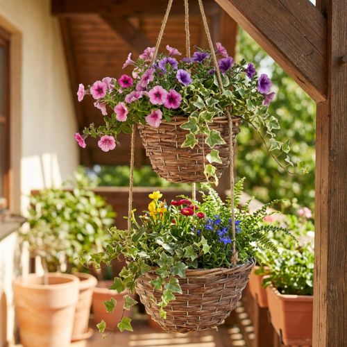 Hängekorb Blumenampel aus Holz Ø20cm Ø26cm Natur