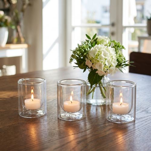 Teelichthalter Glas Rund Ø8,5cm 4er-Set Transparent