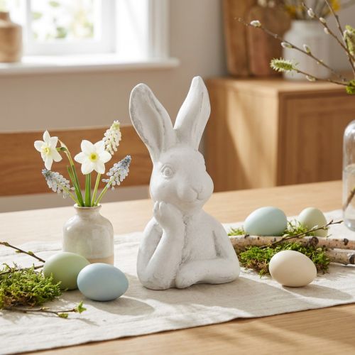 Osterhase Figur aus Kunststein Shabby Chic 11×9×20,5 cm Weiss für Innenräume | Floristik24.ch