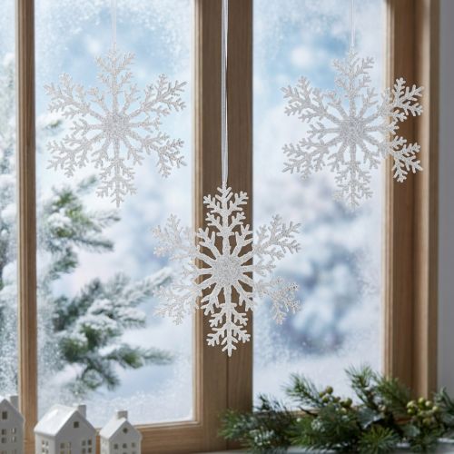 Schneeflocken Deko Eiskristall zum Hängen 18×20cm 4St | Floristik24.ch