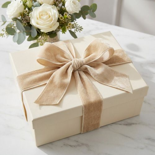 Artikel Dekoband aus Polyester, Samtoberfläche, 50 mm breit, 8 m lang, beige