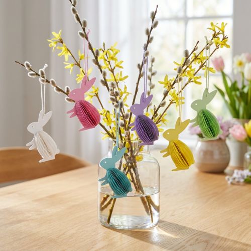 Wabenpapier Osterhasen Hängedeko, 5×3×8 cm, Farbig, 6er Set | Floristik24.ch