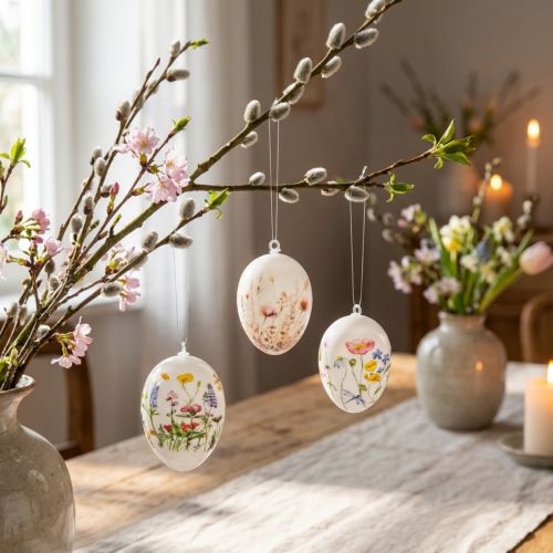 Ostereier Frühlingsmotive Blumen Motiv Hochwertige Osterdekoration 6cm 6St | Floristik24.ch