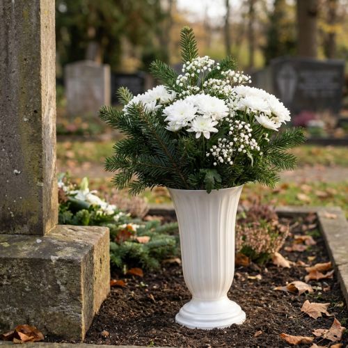 Einstellvase aus Kunststoff in Perlmutt Weiss Ø23cm | Floristik24.ch