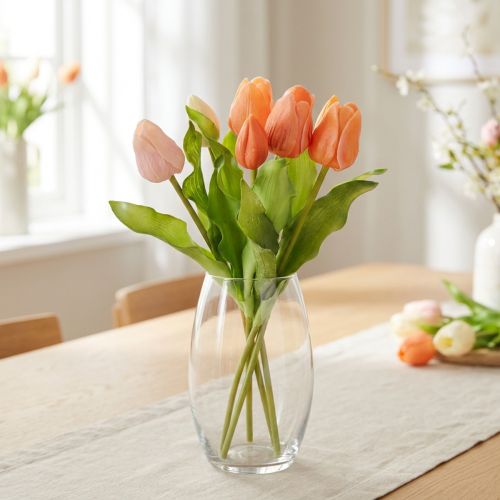 Künstliche Tulpen aus Polyester und Kunststoff, 30 cm, Orange, 7 Stück, für Wohn- und Tischdekoration | Floristik24.ch