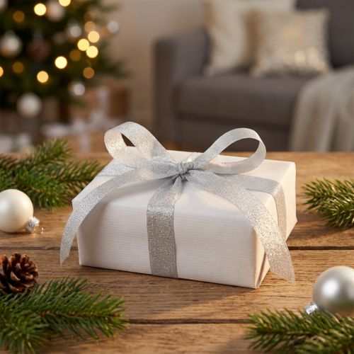 Artikel Dekoband aus Polyester Silber 15mm x 22,5m für Geschenkdekoration und Floristik