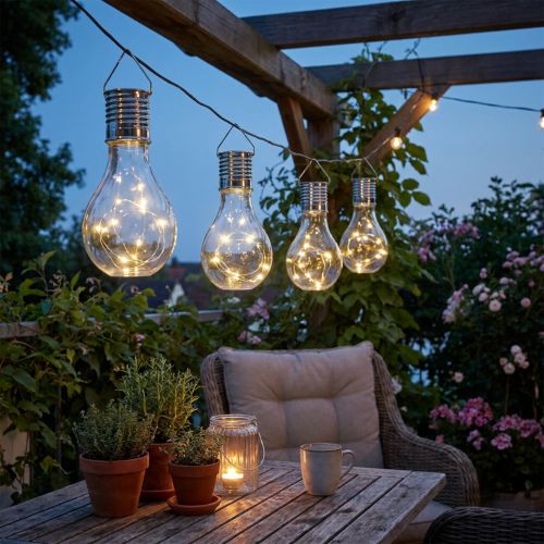 Solar LED Leuchte Glühbirne 15 cm Warmweiß 5er-Set