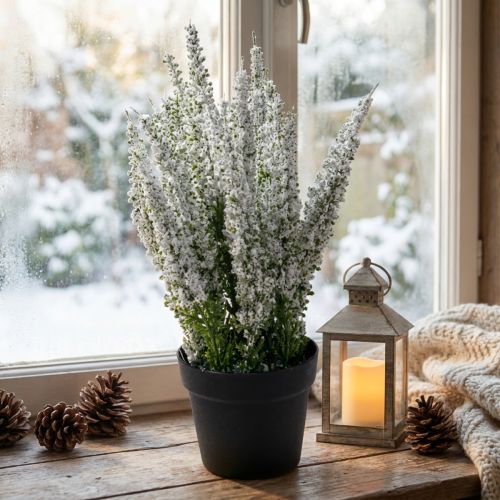 Erika Kunstpflanze Weiss H26 cm im Topf