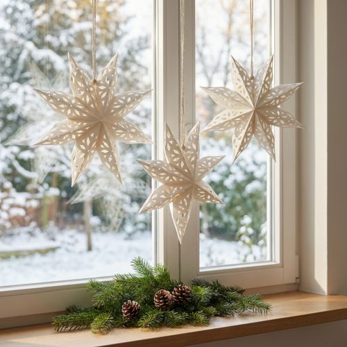 Sterne aus Papier Weiss Ø20 cm 6er Set | Floristik24.ch