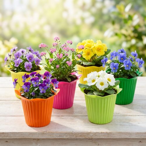 Blumentopf aus Kunststoff Blütenform Ø6,5cm 25-teilig Farbmix | Floristik24.ch