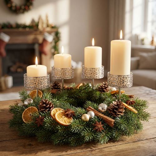 Florale Kerzenhalter zum Stecken Silbern Ø8,8cm H13,7cm 4 St Antik-Optik | Floristik24.ch