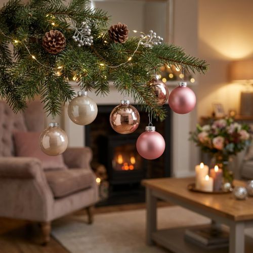 Christbaumkugeln Glas Rosa Grau Ø6cm 24 Stück | Floristik24.ch