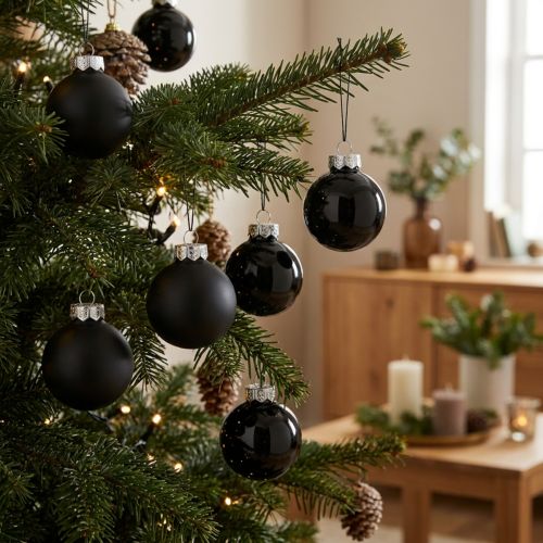 Mini-Weihnachtskugeln Glas Schwarz Glanz/Matt Ø2,5 cm 22 Stück | Floristik24.ch
