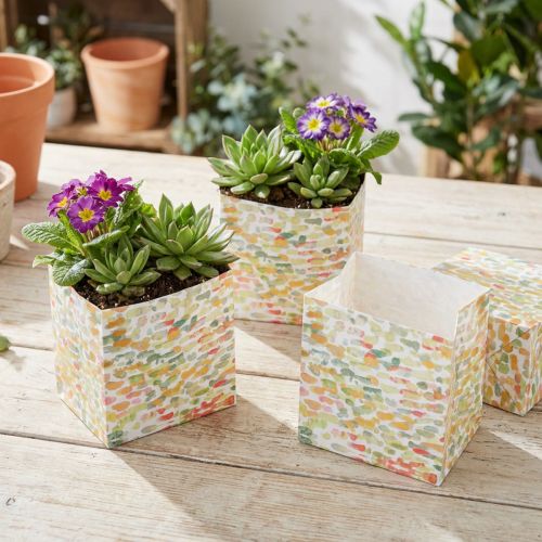 Faltbare Geschenktaschen aus Papier mit Aquarell-Muster, 10,5 cm, 8 Stück | Floristik24.ch