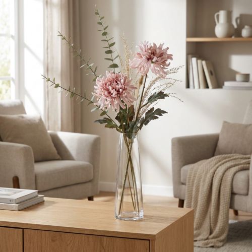 Künstliche Chrysanthemen Rosa-Mauve Ø13cm L72cm 2er-Set | Floristik24.ch