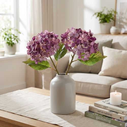 Künstliche Hortensien Lila 34 cm 2er-Set