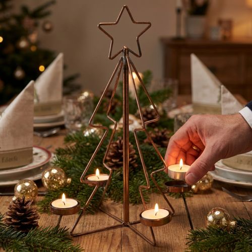 Teelichthalter Tannenbaum Bronze Ø27cm H38cm | Floristik24.ch