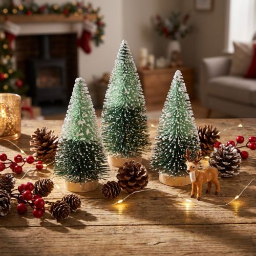 Mini Tannenbaum künstlich mit Schnee 10 cm 6er-Set | Floristik24.ch