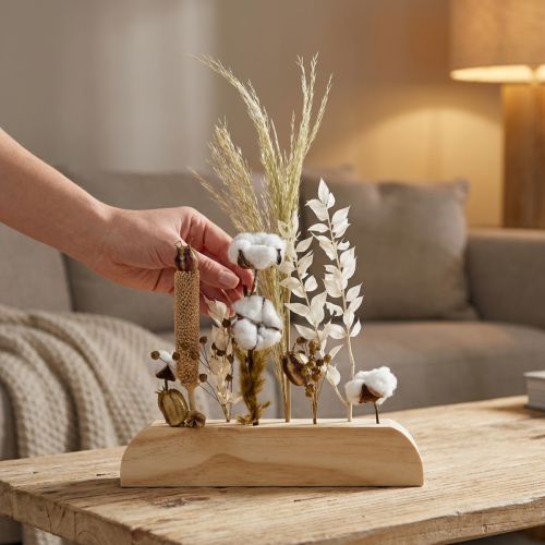 Blumenleiste aus Holz für Trockenblumen, 25 cm, naturfarben, mit 8 Stecklöchern | Floristik24.ch
