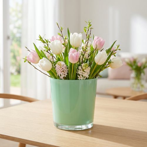 Glastopf Mintgrün Ø11,5cm H10,8cm aus Glas | Floristik24.ch
