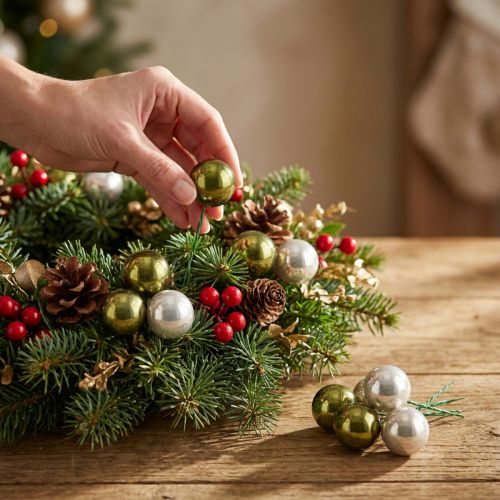Mini-Weihnachtskugeln aus Glas in Olivgrün und Silber Ø40mm, 32 Stück | Floristik24.ch
