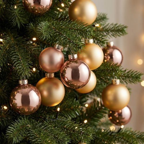 Weihnachtskugeln aus Echtglas Ø6 cm, Gold und Rosé, 24 Stück | Floristik24.ch