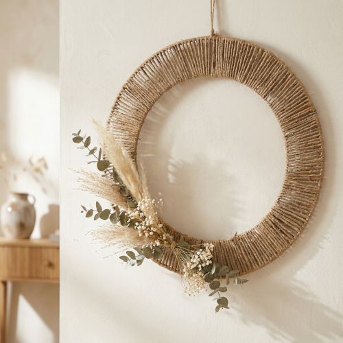 Wanddekoration Dekoring Jute Metall Natur Ø49 cm | Floristik24.ch