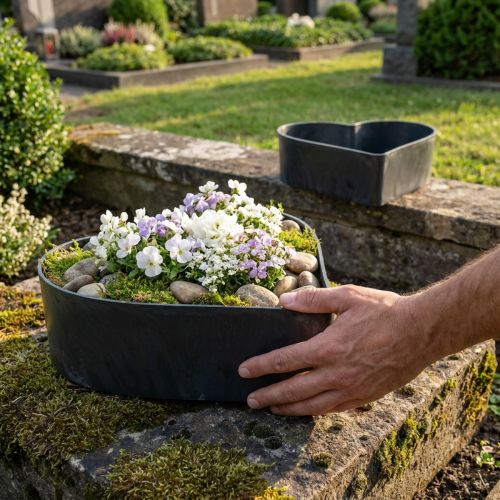 Schale Herz Plastik Dekoschale Anthrazit 24/21cm 2er-Set | Floristik24.ch