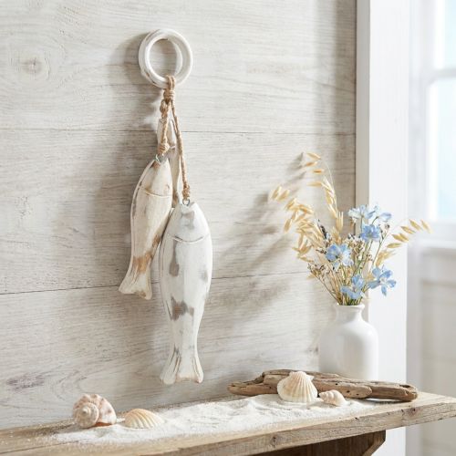 Fische aus Mangoholz zum Hängen 19,5/15,5/10 cm Weiss Natur | Floristik24.ch