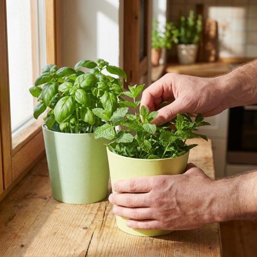 Übertopf aus Papier Ø15cm H13cm Blau/Grün – Set mit 4 Pflanzgefässen | Floristik24.ch
