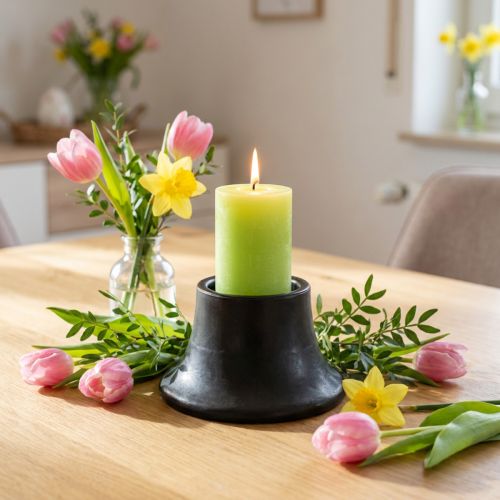 Kerzenständer Schwarz Keramik Ø12,5 cm H7 cm | Floristik24.ch