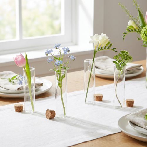 Glasvasen mit Korkdeckel Reagenzglasform Ø4xH12cm Set 6 Stück klar | Floristik24.ch