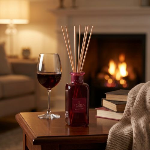 Artikel Raumduft Diffuser aus Glas mit Duftstäbchen, Rotwein-Aroma, 100ml